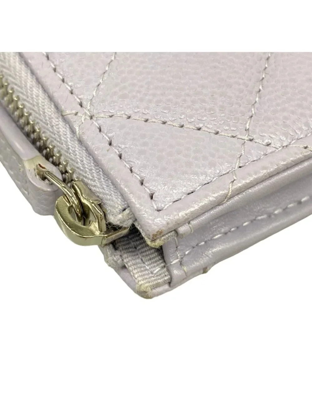 Chanel Coin Purse Quilted Light Purple L-shaped Zipper Silver
